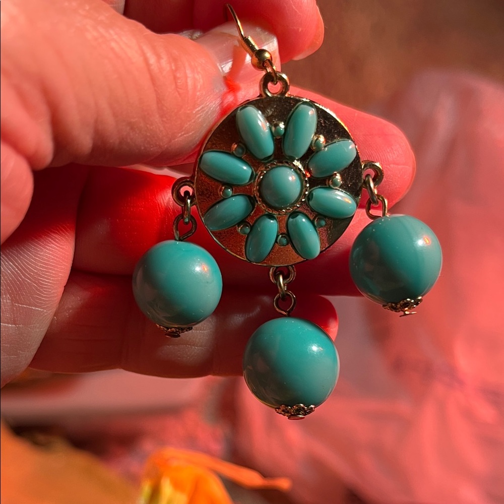 Turquoise Floral Dangle Earrings